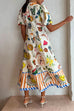 Camilladress Puff Sleeve Food Printed Swing Maxi Vacation Dress