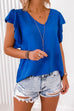 Camilladress V Neck Flare Sleeve Solid Summer Top