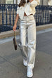 Camilladress Glam Straight Leg Metallic Faux Leather Pants