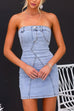 Camilladress Tube Top Distressed Bodycon Denim Mini Dress