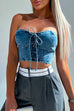 Camilladress Lace Up Strapless Denim Corset Crop Top