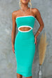 Strapless Cut Out Bodycon Midi Dress