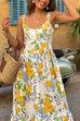 Camilladress Button Down Printed A-line Ruffle Midi Sundress