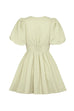 Camilladress Deep V Neck Puff Sleeves Bow Knot Swing Dress