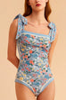 Camilladress Bow Shoulder Floral Print One-piece Swimsuit