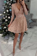 Camilladress Wrap V Neck Waisted Sequin Mini Party Dress