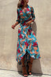 Camilladress Wrap V Neck 3/4 Sleeve Tie Waist Holiday Printed Dress