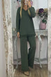 V Neck Long Sleeves Tassel Hem Pullover Wide Leg Pants Set