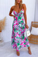 Deep V Neck Backless Printed Cami Maxi Vacation Dress