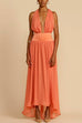 Camilladress Deep V Neck Halter Backless Flowy Maxi Party Dress