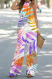 Camilladress Criss Cross Halter Sleeveless Top Wide Leg Pants Printed Vacation Set