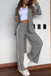 Camilladress Color Block Open Front Blazer Elastic Waist Slit Wide Leg Pants Set