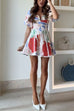 Camilladress V Neck Puff Sleeves Ric Rac Trim Printed Mini Dress