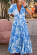 Camilladress V Neck Button Up Floral Print Flowy Maxi Dress