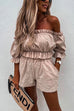 Camilladress Ruffle Off Shoulder Short Sleeves Crop Top Elastic Waist Shorts Set