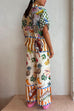 Camilladress Cotton Linen Short Sleeves Shirt Wide Leg Pants Fruit Printed Set