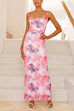 Camilladress Lace-up Backless Floral Print Bodycon Maxi Cami Dress