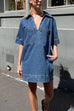 Camilladress V Neck Pocketed Tara Denim Mini Dress