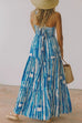 Camilladress Square Collar Tiered Striped Maxi Cami Dress