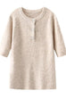 Camilladress Crewneck Short Sleeves Button Up Sweater