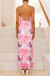 Camilladress Lace-up Backless Floral Print Bodycon Maxi Cami Dress