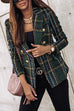 Camilladress Double Breasted Open Front Plaid Blazer Jacket