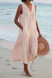 Camilladress V Neck Sleeveless Beach Midi Dress(7 Colors)