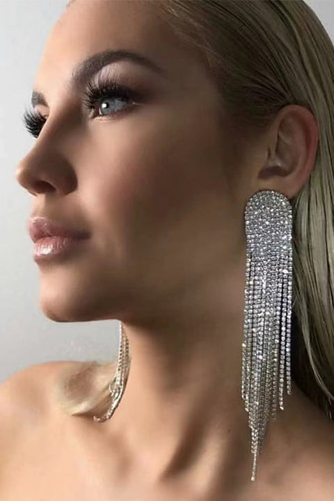 Camilladress Sparkly Luxury Rhinestone Dangle Tassel Earrings