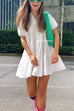 Camilladress Puff Sleeves Button Down Ruffle Tiered Mini Shirt Dress