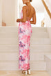 Camilladress Lace-up Backless Floral Print Bodycon Maxi Cami Dress