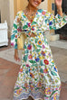 Camilladress 3/4 Sleeves Twist Front Floral Print Tiered Maxi Dress