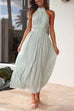 Camilladress Halter Sleeveless Waisted Pleated Maxi Dress