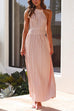 Camilladress Halter Sleeveless Waisted Pleated Maxi Dress