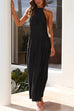 Camilladress Halter Sleeveless Waisted Pleated Maxi Dress