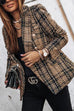 Camilladress Double Breasted Open Front Plaid Blazer Jacket