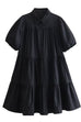 Camilladress Puff Sleeves Button Down Ruffle Tiered Mini Shirt Dress