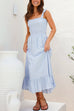 Camilladress Wide Straps Bow Shoulder Smocked Ruffle Maxi Dress