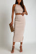 Camilladress Sleeveless Crop Top Slit Skirt Ribbed Two Pieces