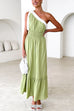 Camilladress Tie Bow One Shoulder Waisted Ruffle Maxi Dress