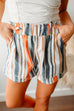 Camilladress Elastic Waist Color Block Striped Shorts