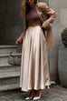 Camilladress Chic High Waist A-line Swing Maxi Satin Skirt