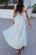 Camilladress Ruffled Shoulder Bow Knot Waist Slit Printed Vintage Party Dress