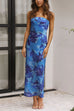 Camilladress Strapless Scooped Cowl Backless Floral Print Maxi Dress