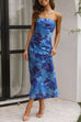 Camilladress Strapless Scooped Cowl Backless Floral Print Maxi Dress