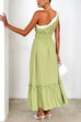 Camilladress Tie Bow One Shoulder Waisted Ruffle Maxi Dress