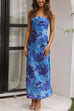 Camilladress Strapless Scooped Cowl Backless Floral Print Maxi Dress