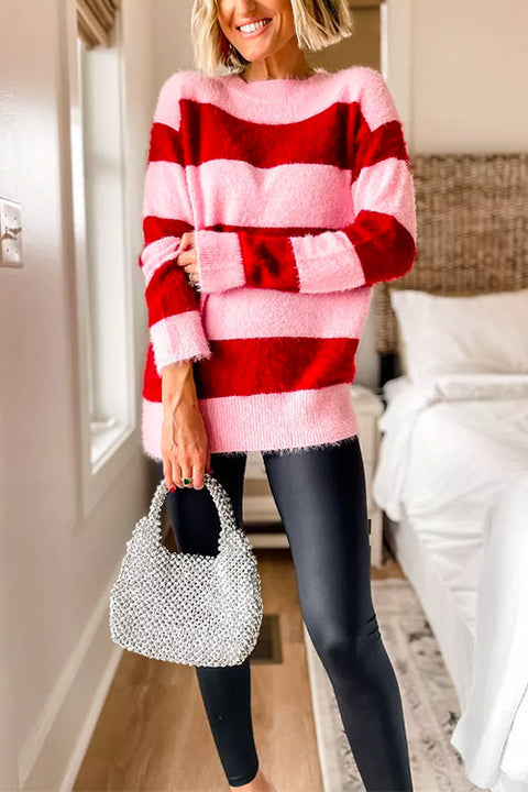 Camilladress Round Neck Striped Cute Pullover Sweater