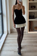 Camilladress Strapless Velvet Patchwork Color Block Mini Dress