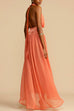 Camilladress Deep V Neck Halter Backless Flowy Maxi Party Dress