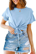 Camilladress Short Sleeve Knot Front Cropped T-shirt